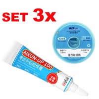 AiXun BIG Set 3X Flux za Lemljenje + 3X Wick za Čišćenje